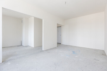 interior of the apartment without decoration in gray colors