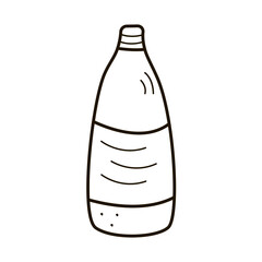 Vector sketch of a plastic bottle, a container of household chemicals, icon contour template, doodle style.