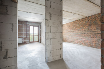 interior of the apartment without decoration in gray colors