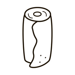 A roll of paper or textiles for cleaning and toilet, vector contour template, doodle style.