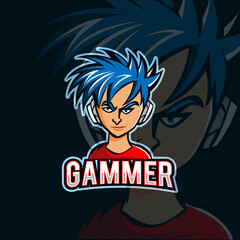 Strong Gamer boy esport mascot logo design  vector Template