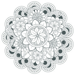 Decorative Doodle flowers in black and white for coloring book, cover or background. Hand drawn sketch for adult anti stress coloring page.-vector 