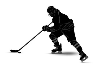 Male Hockey Player with Puck