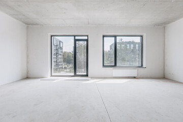 interior of the apartment without decoration in gray colors