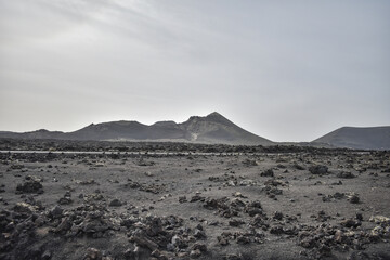 Paisaje volcánico de las montañas del fuego en Lanzarote