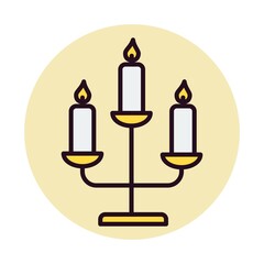 Candles Linear Circle Filled Vector Icon Design