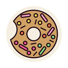 Donut Linear Circle Filled Vector Icon Design