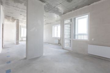 interior of the apartment without decoration in gray colors