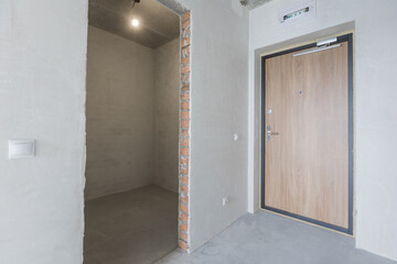 interior of the apartment without decoration in gray colors