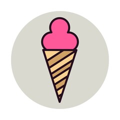 Icecream Linear Circle Filled Vector Icon Design