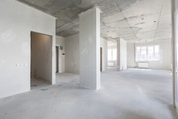 interior of the apartment without decoration in gray colors