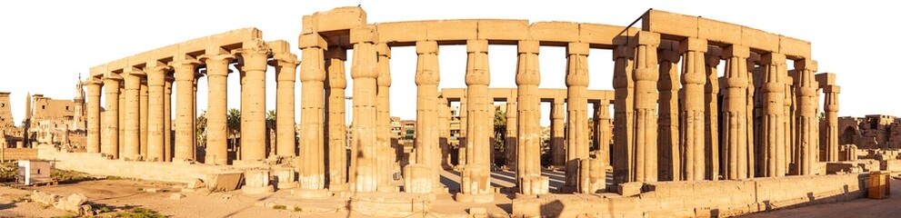 Luxor Temple Hall Pillars, full panorama, Egypt