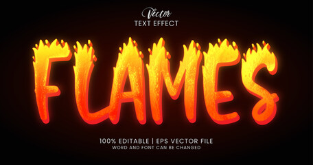 Flames text, editable text effect style