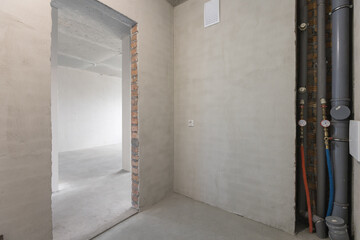interior of the apartment without decoration in gray colors