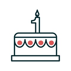 Fototapeta premium Cake Linear Two Color Vector Icon Design