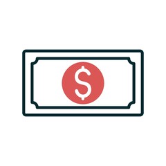 Money Linear Two Color Vector Icon Design