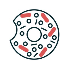 Donut Linear Two Color Vector Icon Design