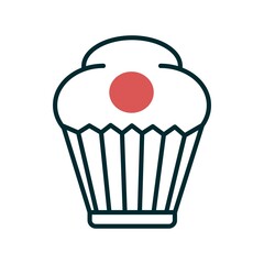 Cupcake Linear Two Color Vector Icon Design