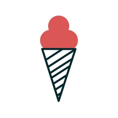 Icecream Linear Two Color Vector Icon Design