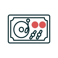 Turntable Linear Two Color Vector Icon Design