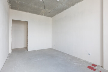 interior of the apartment without decoration in gray colors
