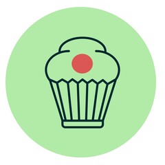 Cupcake Two Color Circle Vector Icon Design