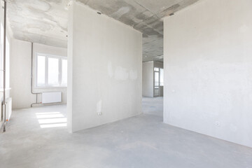interior of the apartment without decoration in gray colors