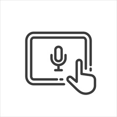 Tablet with microphone icon and white background