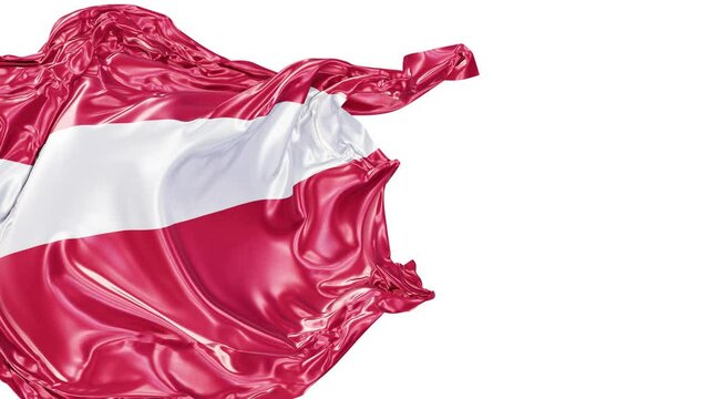 Realistic 3D animation of the national flag of Denmark as fly away opener rendered in UHD with alpha matte