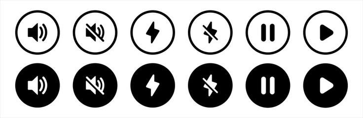 Media Player Buttons set. Video story buttons vector illustration