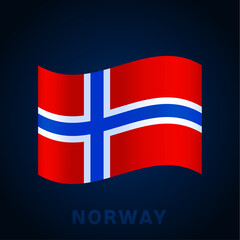 Obraz premium norway wave vector flag. Waving national Official colors and proportion of flag. Vector illustration.