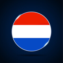 netherlands national flag Circle button Icon. Simple flag, official colors and proportion correctly. Flat vector illustration.