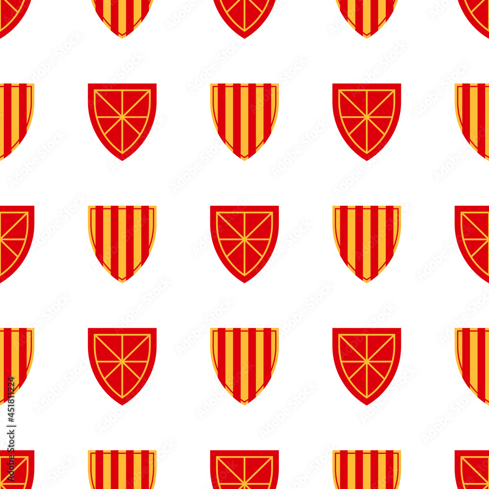 Poster shield pattern repeat seamless pattern. medieval royal heraldic pattern with weapon for textile, scr
