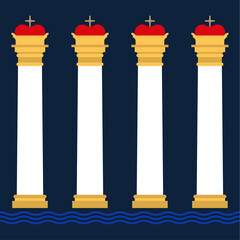 Ancient columns seamless pattern. Set of silhouettes of classic vintage capitals vector illustration