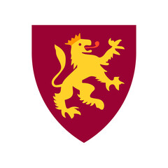 lion on shield heraldry illustration. Coat of arms Lion Crest design vector. Royal brand logo design