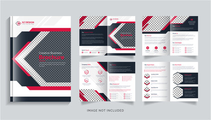 Corporate business 8 page brochure design geometric shapes Premium Vector