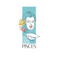 Obraz premium Pisces zodiac sign. The symbol of the astrological horoscope. Vector illustration.