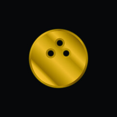 Bowling gold plated metalic icon or logo vector