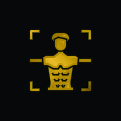 Body Scan gold plated metalic icon or logo vector