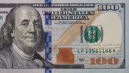 fragment of new 100 dollar