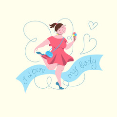 Body positive girl with ice cream
