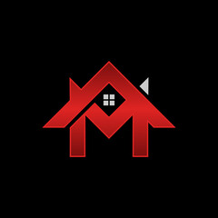 Letter M Home Logo Design. Home Property Letter M Logo Icon Symbol Template Vector Design