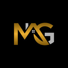 Mg real estate logo design template abstract mg letter logo design - obrazy, fototapety, plakaty