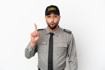 Young arab man isolated on white background intending to realizes the solution while lifting a finger up