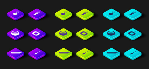 Set Fresh cucumber, green onions, Orange fruit, Peach, Carrot and Beet icon. Vector