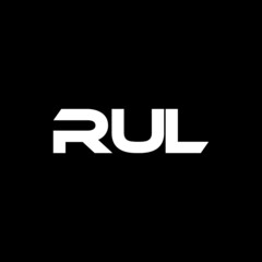 RUL letter logo design with black background in illustrator, vector logo modern alphabet font overlap style. calligraphy designs for logo, Poster, Invitation, etc.