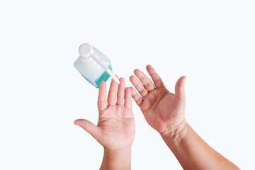 Hand washing with algohol for cleaning bacteria.