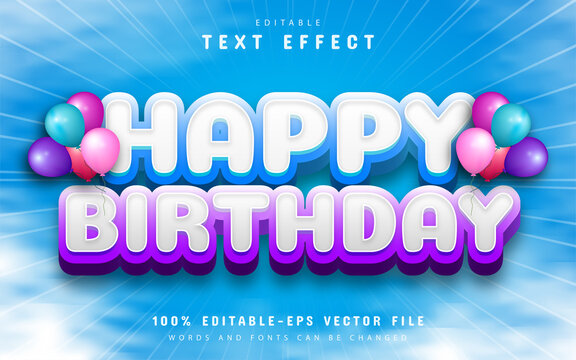 Happy birthday text effect editable
