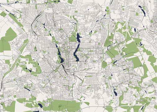 map of the city of Donetsk, Ukraine