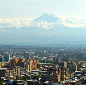 View on Mt. Ararat at Yerevan, Armenia.   